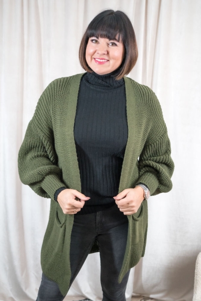 Strickjacke midi Alessia khaki