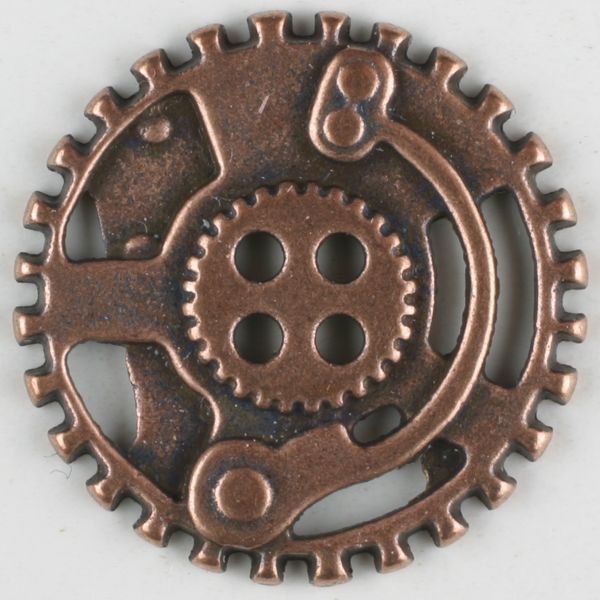 Metallknopf Zahnrad 23mm kupfer