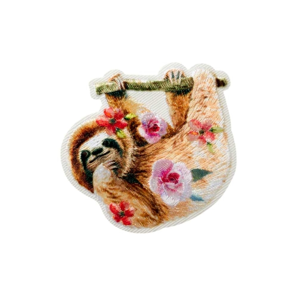 Applikation Faultier mit Blumen