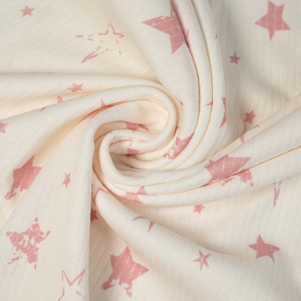 Ripp Baumwolljersey Sternchen altrosa