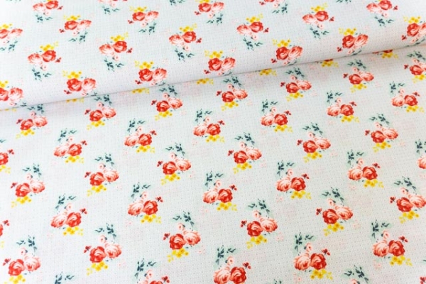 Baumwollwebware Charming Roses hellgrau