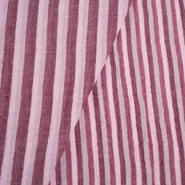 Musselin Doubleface Streifen bordeaux-altrosa