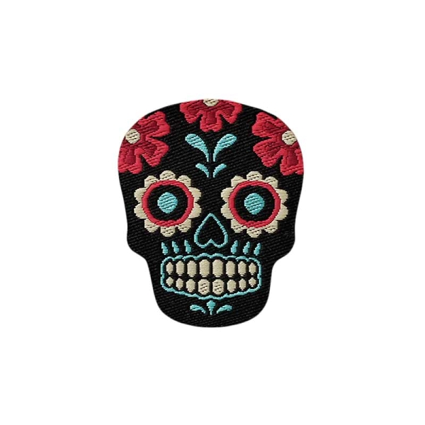 Applikation Totenkopf schwarz/pink