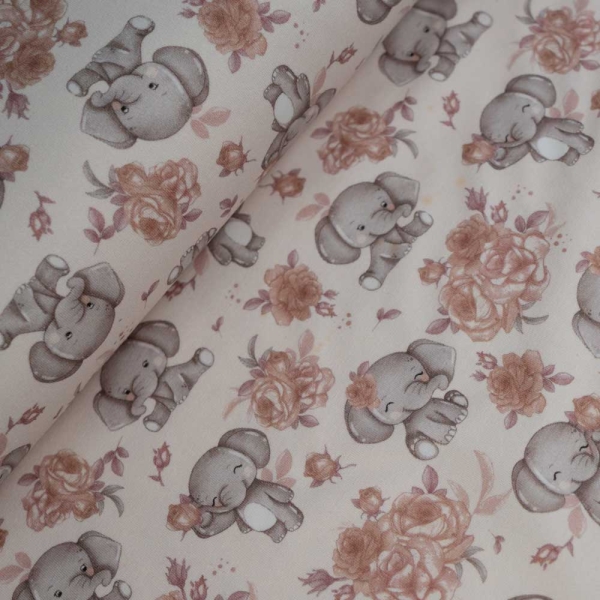 Baumwolljersey Elefant ecru