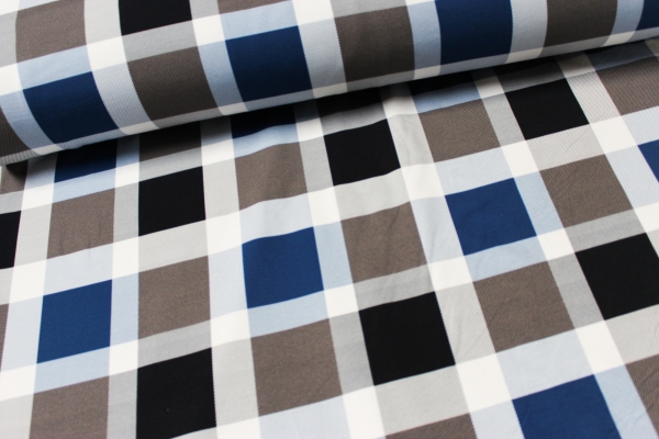 Sweat unangeraut CHECKS royalblau-navy-anthra Ökotex 100