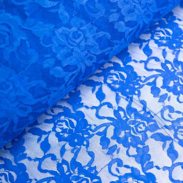 Italienische Spitze STRETCH Rosen royalblau