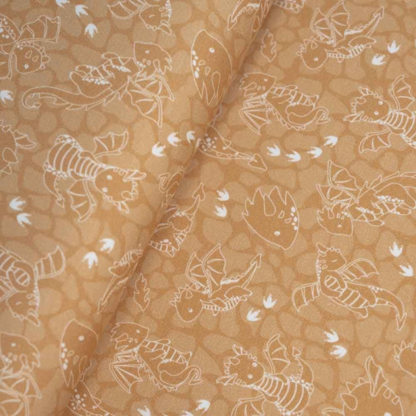 Baumwolljersey kleiner Drache terra hell