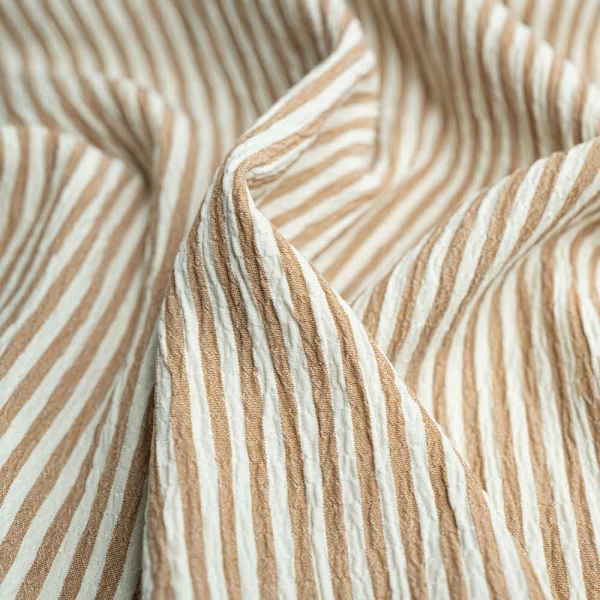 Viskosewebware Crinkle Streifen beige