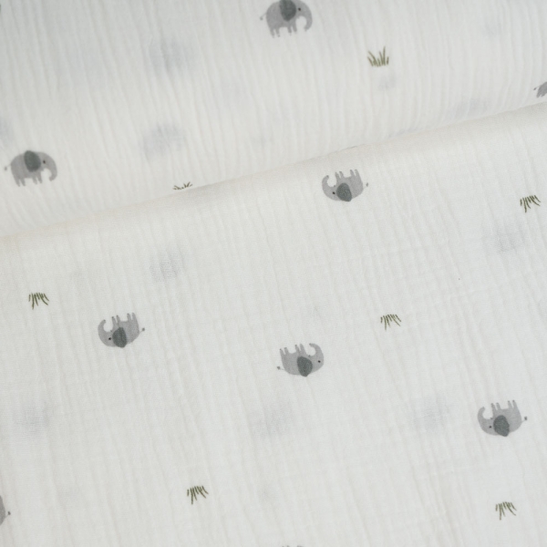 Musselin Double Gauze kleiner Elefant ecru