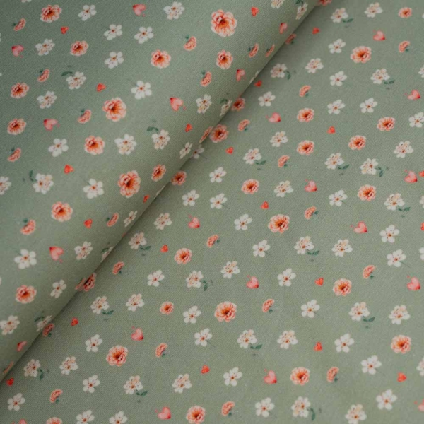 Baumwolljersey kleine Rosen salbei