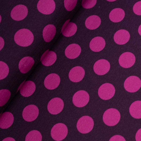 Baumwolljersey Polka Dots aubergine