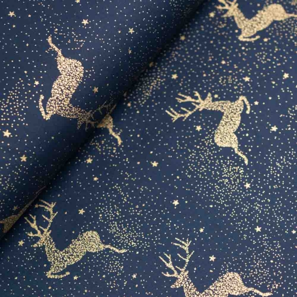 Baumwollwebware Glam Rentier navy