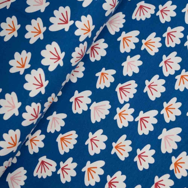 Baumwolljersey Blumen blau