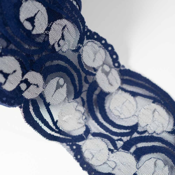 Spitzenborte 10cm Tulpen navy