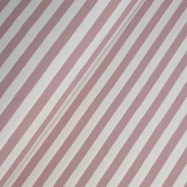 Baumwolljersey Blockstreifen altrosa-weiß