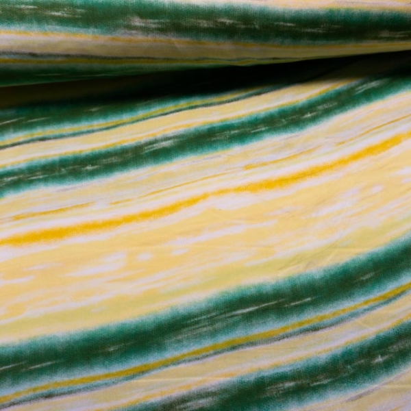 Viskosewebware Batik Stripes gelb-grün