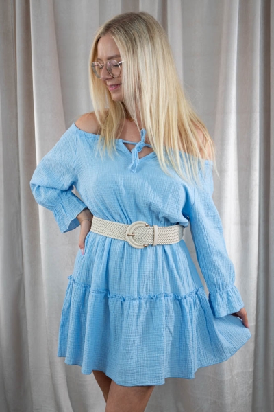Musselin Kleid Clara himmelblau