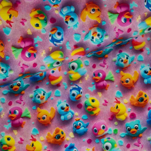 Baumwolljersey süße Vögelchen pink