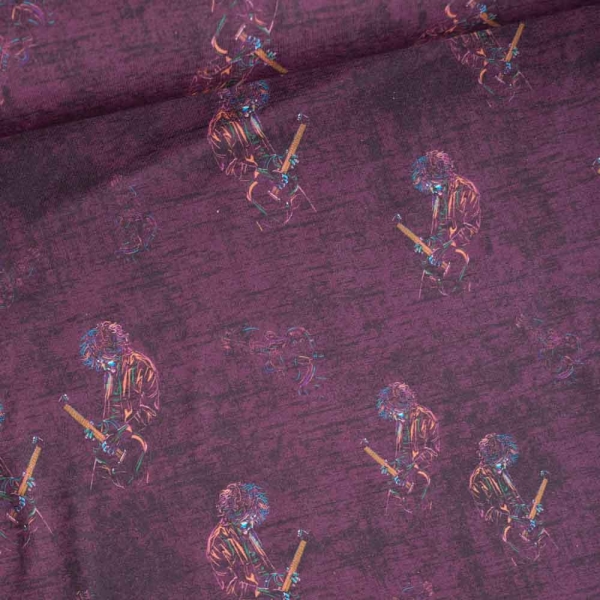 Baumwolljersey Rockstar meliert bordeaux