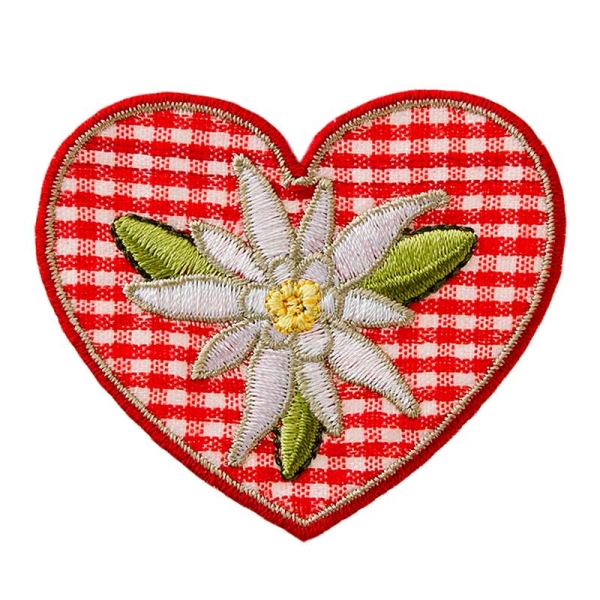 Applikation Karoherz rot mit Edelweiß