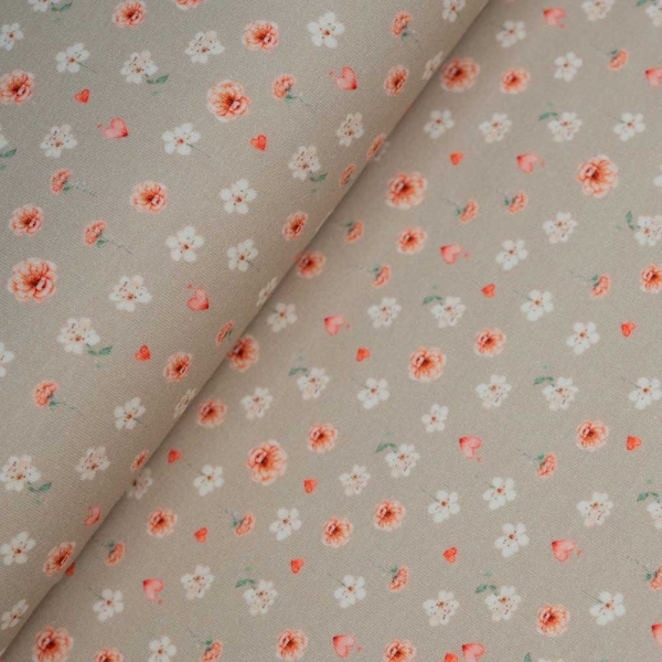 Baumwolljersey kleine Rosen beige