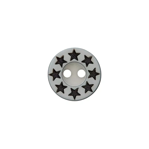 Polyesterknopf Sterne 12mm hellgrau