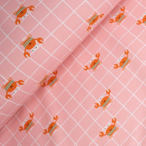 Baumwolljersey kleine Krabben rosa