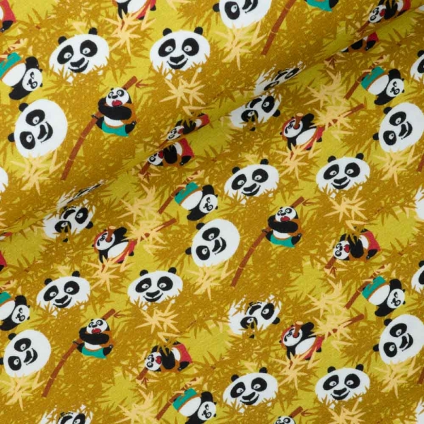 Baumwolljersey Lizenzstoff Kung Fu Panda senfgelb