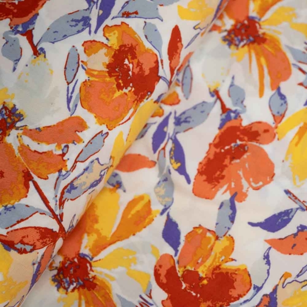 Viskosewebware Blume orange