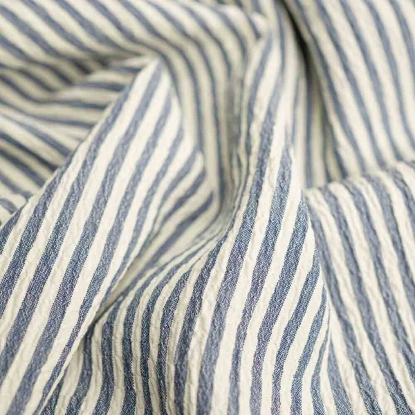 Viskosewebware Crinkle Streifen navy