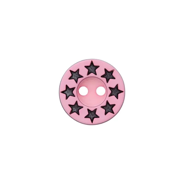 Polyesterknopf Sterne 12mm rosa