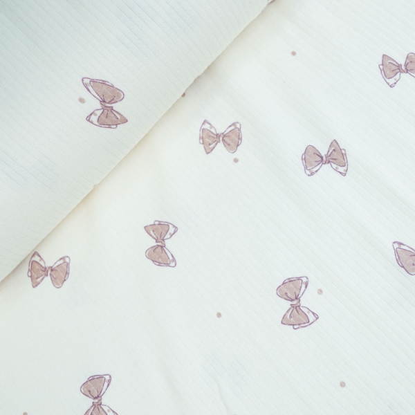 Ripp Baumwolljersey Schleifen ecru