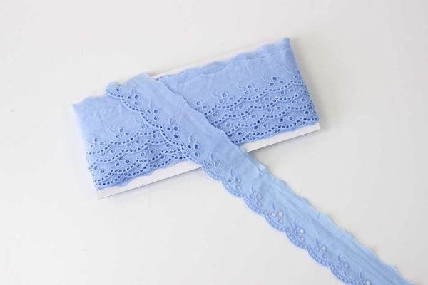 Baumwoll Spitzenborte Blume hellblau