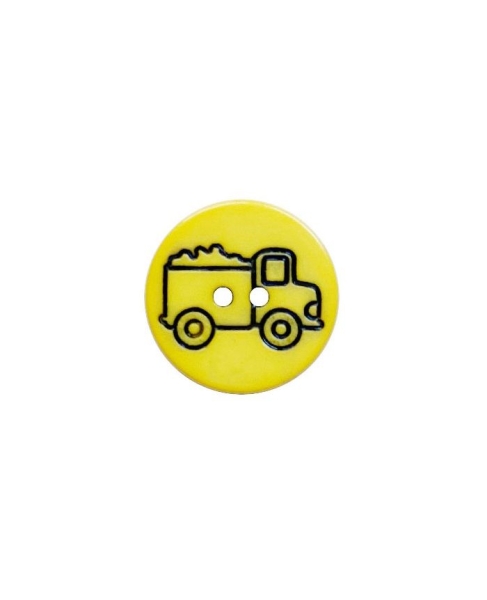 Kinderknopf mit Lastwagen gelb