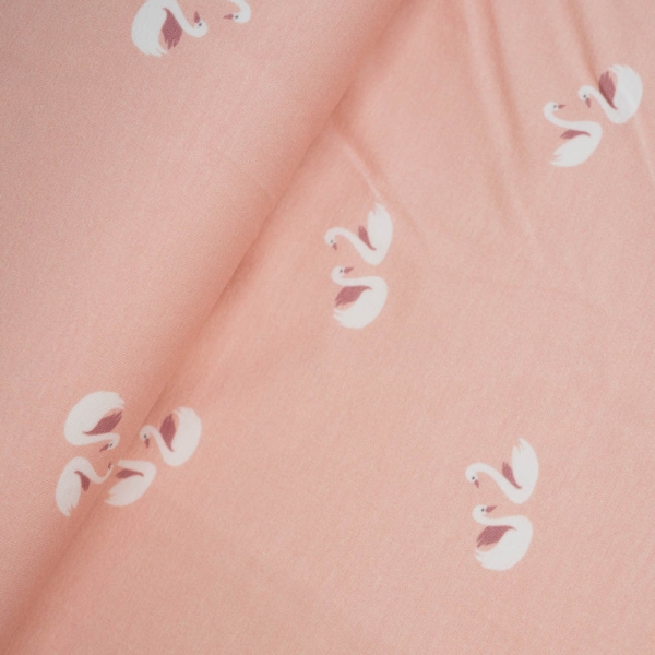 Baumwolljersey Schwanenpaar rosa