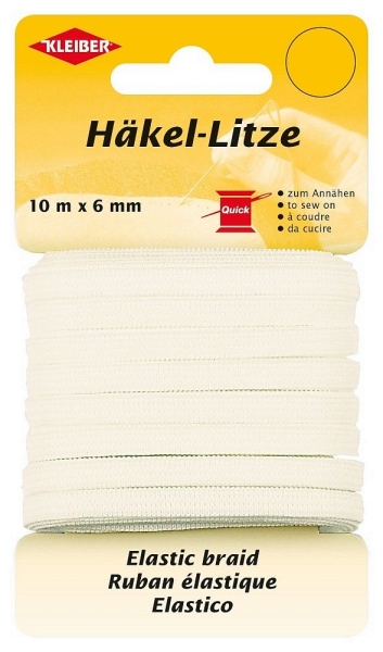 Kleiber 10m Flach-Elastic Gummiband weiß 6mm