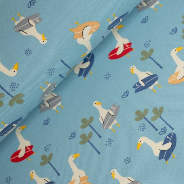 Baumwolljersey Surfer Gänse hellblau