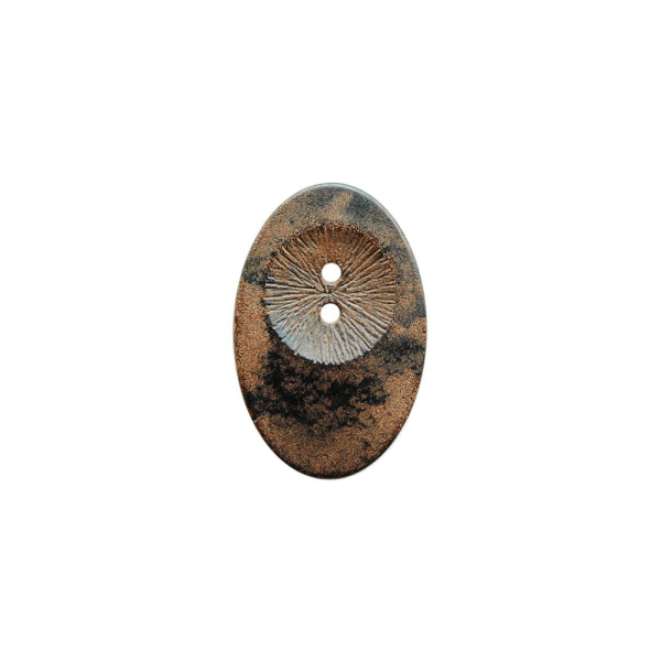 Holzknopf Oval mit Mulde 23mm