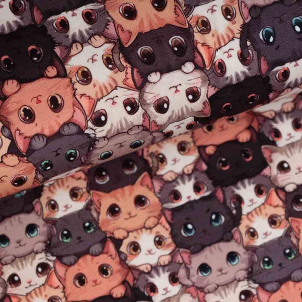 Baumwolljersey Katzen braun