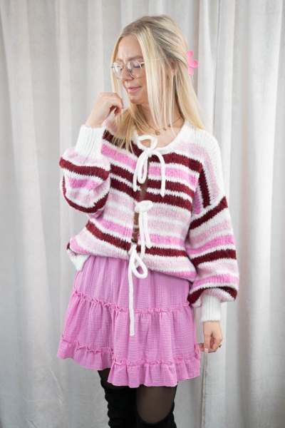 Cardigan Berry Stripes SOFT beere