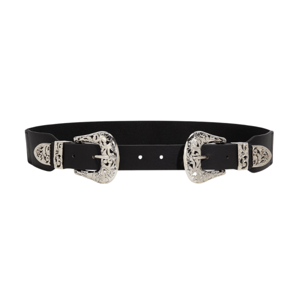 Gürtel Stretch Schnalle schwarz-silber