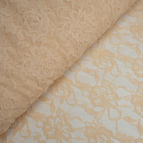 Italienische Spitze STRETCH Rosen hellbeige