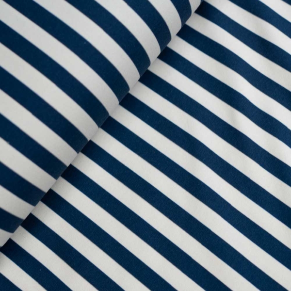 Baumwolljersey Streifen navy-weiß