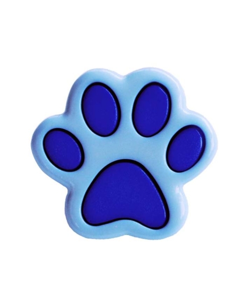 Kinderknopf Pfote blau