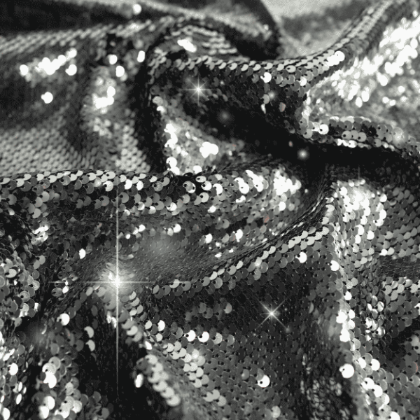 Paillettenstoff silber-schwarz