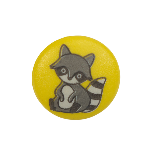 Polyesterknopf waschbär 15mm gelb