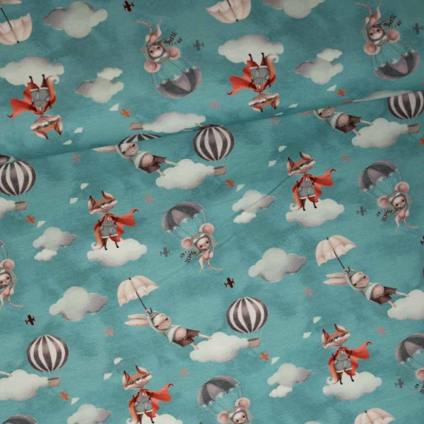 Baumwolljersey Digital Wolkenfreunde mint