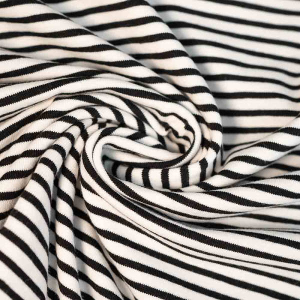 Baumwolljersey Streifen schwarz-weiß