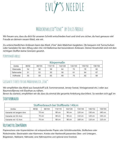 Schnittmuster FINE Mädchen Papierschnittmuster