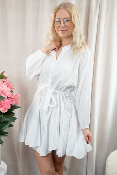 Musselin Blusenkleid Mara weiß